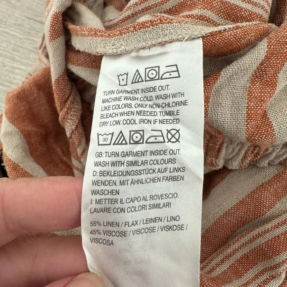 J Jason Wu Striped Linen Button Front Jumpsuit Terracotta Relaxed Comfy Small - Picture 12 of 13